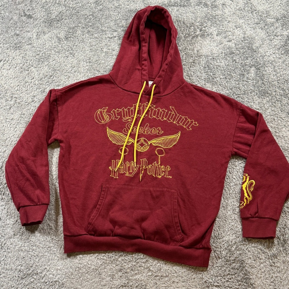 Harry Potter Gryffindor Seeker Hoodie Size S Rhubarb Red Golden Snitch Pullover